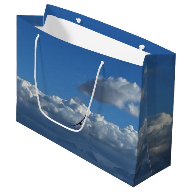 Sacola Para Presentes Grande Um voo sob as nuvens (Frente inclinada)