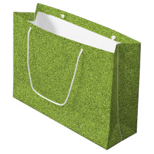 Sacola Para Presentes Grande Uma bolsa de compras verde com uma alça branca