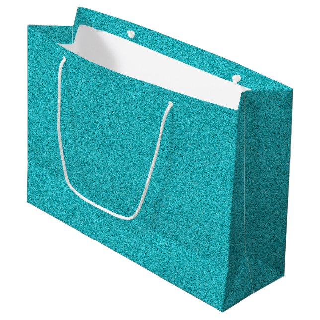 Sacola Para Presentes Grande Uma bolsa de presente com brilho azul-turquesa com (Frente inclinada)