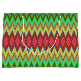 Sacola Para Presentes Grande Uma bolsa de presente vibrante com um padrão de zi