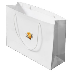 Sacola Para Presentes Grande uma flor amarela com folhas sobre fundo branco