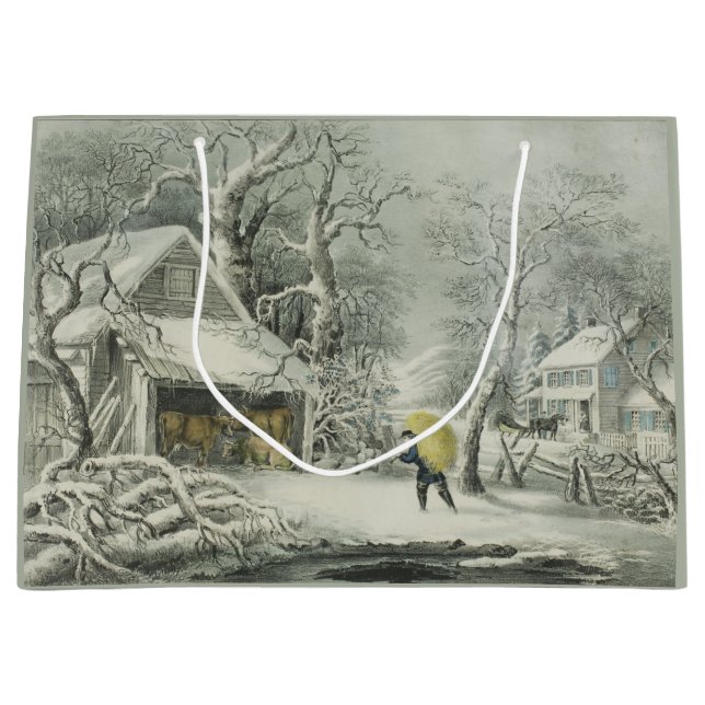 Sacola Para Presentes Grande Uma Manhã Neve (Frente)