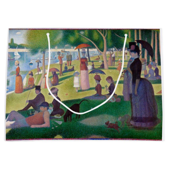 Sacola Para Presentes Grande Uma tarde de domingo em La Grande Jatte, Seurat (Frente)