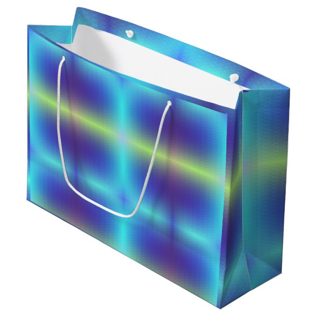 Sacola Para Presentes Grande Uma vibrante bolsa de presente com um azul (Frente inclinada)