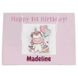 Sacola Para Presentes Grande Unicorn Gift Wrap, 1st Birthday Girl, Personalized