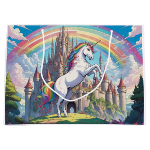 Sacola Para Presentes Grande Unicórnio, arco-íris