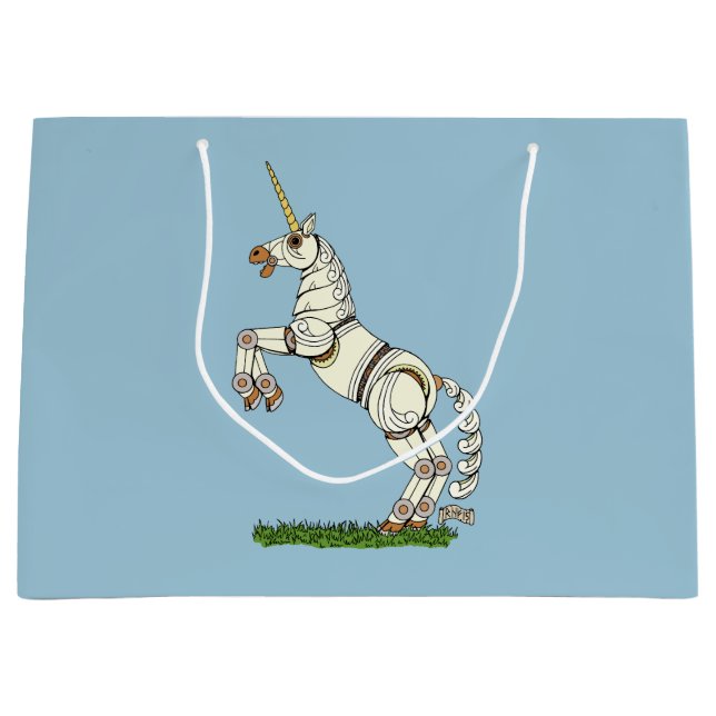 Sacola Para Presentes Grande Unicórnio Mecânico (Frente)