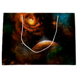 Sacola Para Presentes Grande Universo impressionante com planeta e estrelas