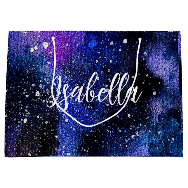 Sacola Para Presentes Grande Universo Púrpura de Watercolor (Frente)