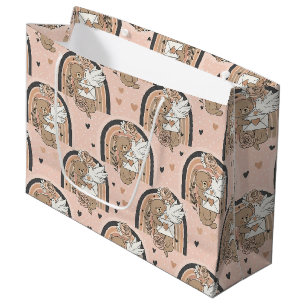 Sacola Para Presentes Grande Ursinhos de pelúcia em Berçário Boho com Arco-íris