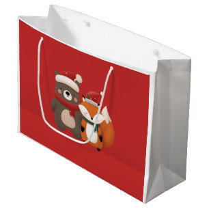 Sacola Para Presentes Grande Urso Bonito e Bolsa de Natal Raposa