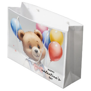 Sacola Para Presentes Grande Urso de Aquarela de Cubo dia de os namorados com B