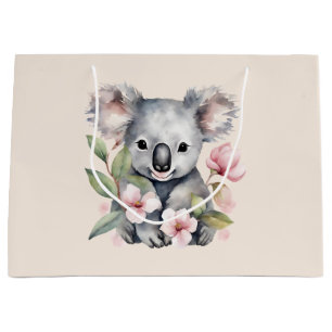 Sacola Para Presentes Grande Urso Koala, Cor-de-Água Rosa