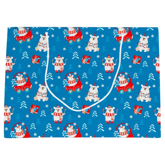 Sacola Para Presentes Grande Urso Polar de Natal (Frente)