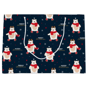 Sacola Para Presentes Grande Urso Polar de Natal