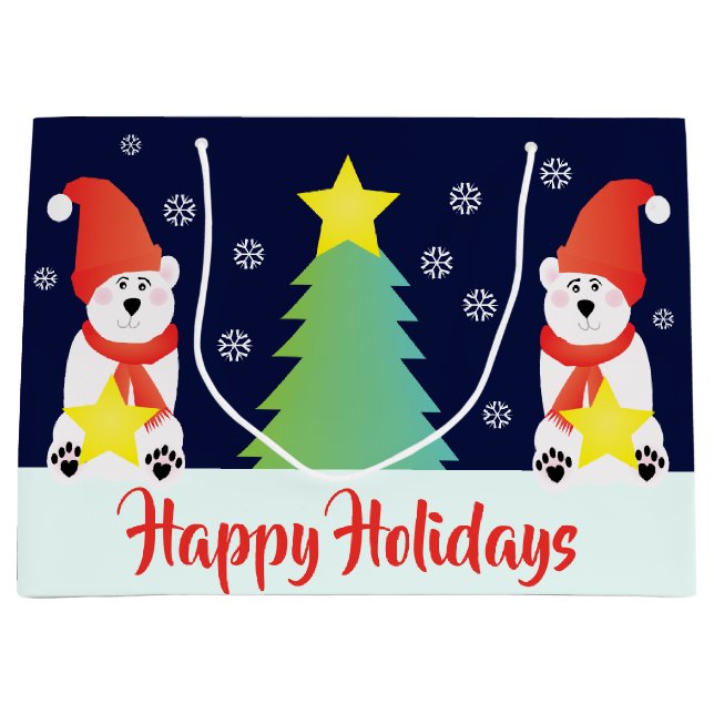 Sacola Para Presentes Grande Urso Polar Whimsy (Frente)