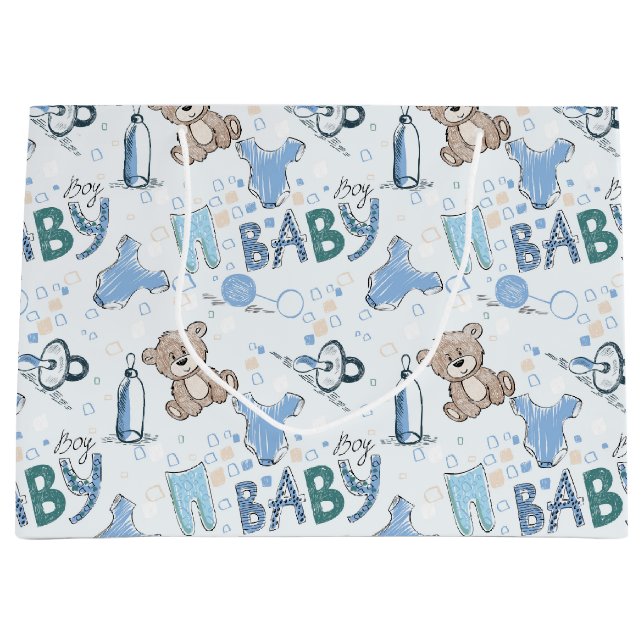 Sacola Para Presentes Grande Ursos De Bebê (Frente)