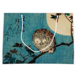 Sacola Para Presentes Grande Utagawa Hiroshige - Coruja Chifre na Fileira Maple