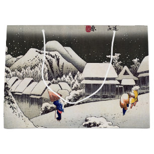 Sacola Para Presentes Grande Utagawa Hiroshige - Neve à noite em Kanbara