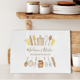 Sacola Para Presentes Grande Utensílios de Cozinha Personalizados com Aquarela