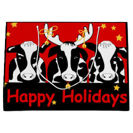 Sacola Para Presentes Grande Vacas de Natal