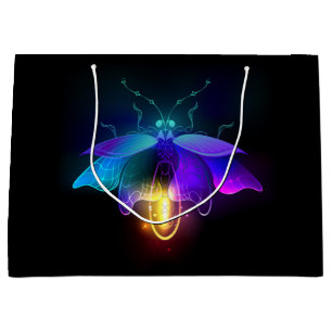 Sacola Para Presentes Grande Vaga-lume Neon em preto