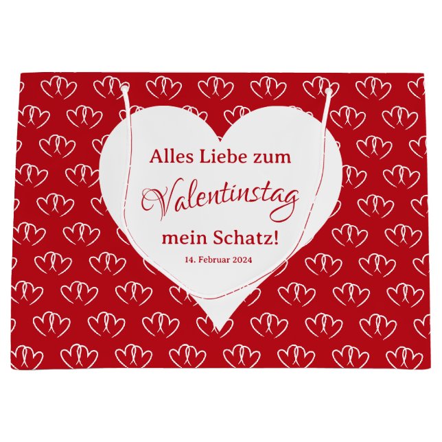 Sacola Para Presentes Grande Valentinstag, zwei rote Herzen -  (Frente)