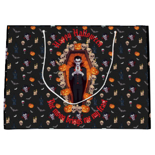 Sacola Para Presentes Grande 🧛 ♂️ vampiro gótico do Halloween Black Gift 🎃