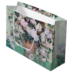 Sacola Para Presentes Grande Vase com Rosas Rosa, Van Gogh Grande Saco de Prese