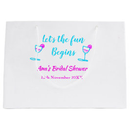 Sacola Para Presentes Grande Vaso de vinho rosa azul, chá de panela, vamos come