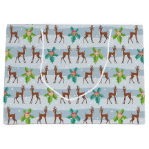 Veado de Natal de inverno com Holly Retro Inspirad