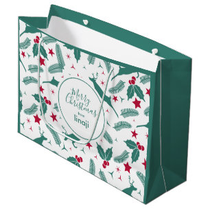 Sacola Para Presentes Grande Veados de Natal e padrão sagrado