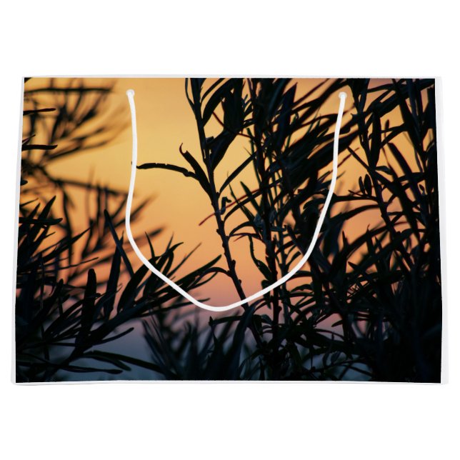 Sacola Para Presentes Grande Vegetação no pôr do sol (Frente)