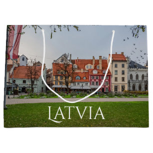 Sacola Para Presentes Grande Velha cidade de Riga no outono