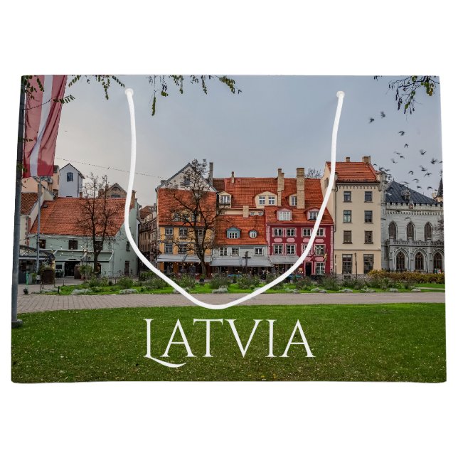 Sacola Para Presentes Grande Velha cidade de Riga no outono (Frente)