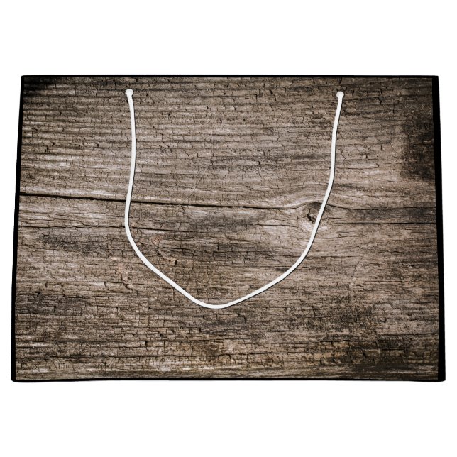 Sacola Para Presentes Grande Velhas tábuas de madeira (Frente)