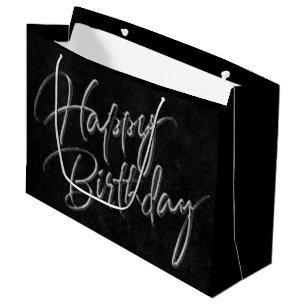 Sacola Para Presentes Grande Velvet Onyx Grunge Feliz Aniversário Vampiro Neg