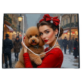 Sacola Para Presentes Grande Velvet The Poodle Holiday Card