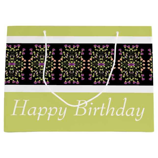 Sacola Para Presentes Grande Verde Brilhante Moderno (Frente)