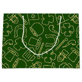 SACOLA PARA PRESENTES GRANDE VERDE COM SUAS LINHAS VERDES FINAS IRLANDESAS