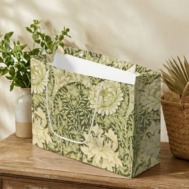 Sacola Para Presentes Grande Verde E Amarelo William Morris Gift Bag (Criador carregado)