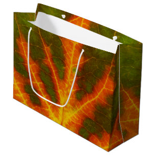 Sacola Para Presentes Grande Verde Laranja e Amarelo Aspen Folha #1