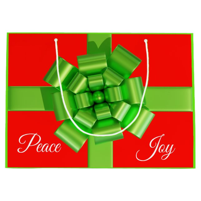 Sacola Para Presentes Grande Verde limão com barra de presentes de Arco sobreca (Frente)