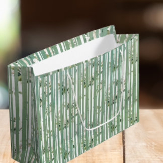 Sacola Para Presentes Grande Verde macio com flores brancas Saco do presente