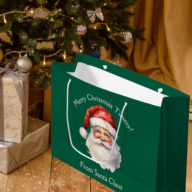 Sacola Para Presentes Grande Verde Personalizado Do Natal Crianças Do Pai Natal (Criador carregado)