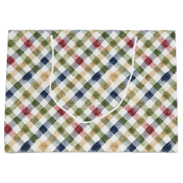 Sacola Para Presentes Grande Verde Vermelho Amarelo Azul Creme Xadrez Listras A
