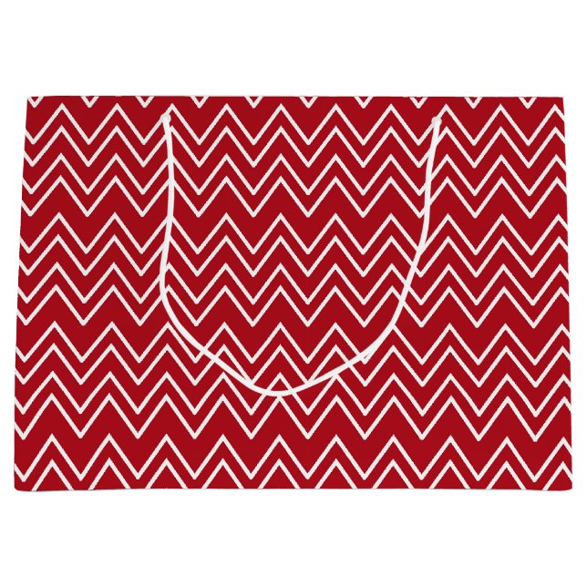 Sacola Para Presentes Grande Vermelho Branco Festivo (Frente)