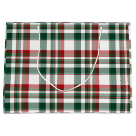 Sacola Para Presentes Grande Vermelho de Natal E Xadrez Verde 