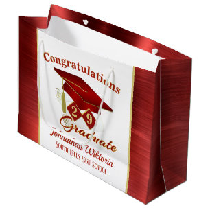 Sacola Para Presentes Grande Vermelho e Dourado para graduação personalizada