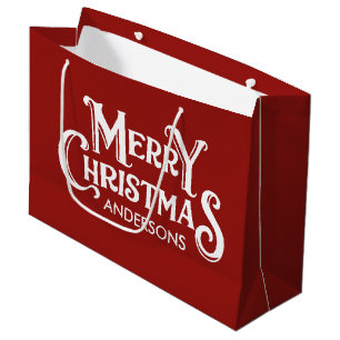 Sacola Para Presentes Grande Vermelho Feliz Natal Personalizado